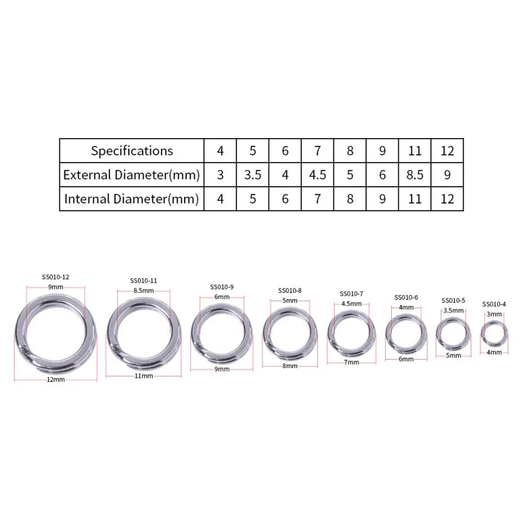 11mm HENGJIA SS010 50pcs /Pack Stainless Steel Flat Ring Fishing Space Fittings