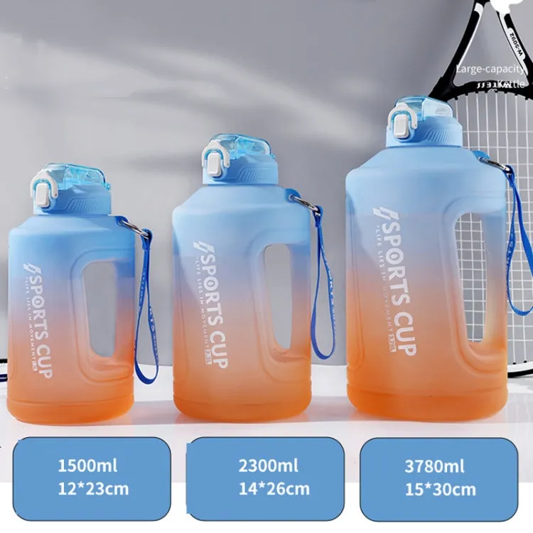 1500ml Large Capacity Gradient Straw Cup Sports Bottle With Scale(Blue)