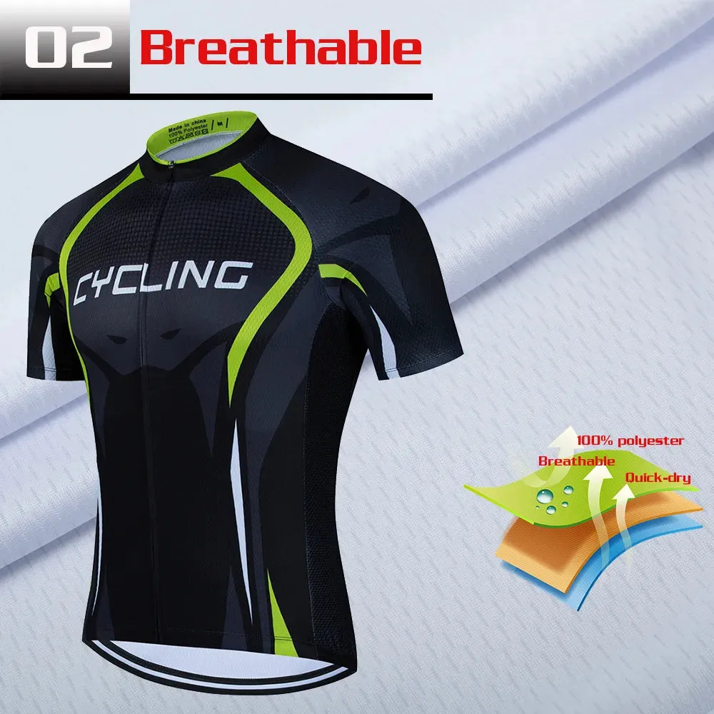 2023 Summer Cycling Sets Road Bike Shirt Breathable Sports Bicycle Clothing MTB Riding Uniform Men Short Sleeve Jersey