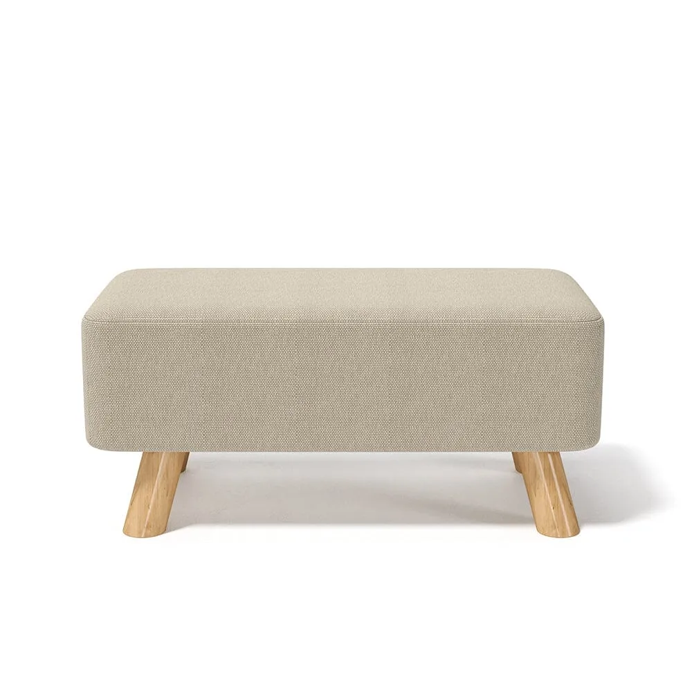 22 Inch Rectangular Banquette Footstool with Natural Wooden Legs