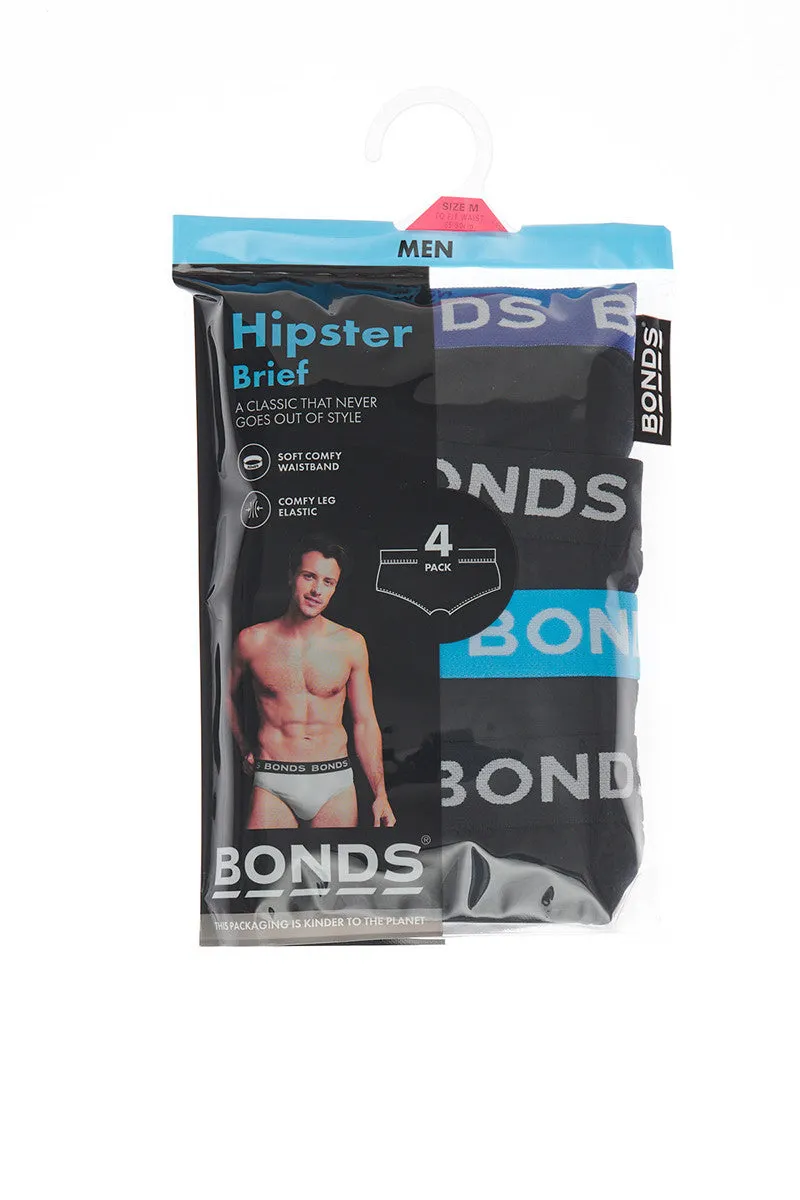 4 x Bonds Mens Hipster Briefs Black Blue Underwear 97K