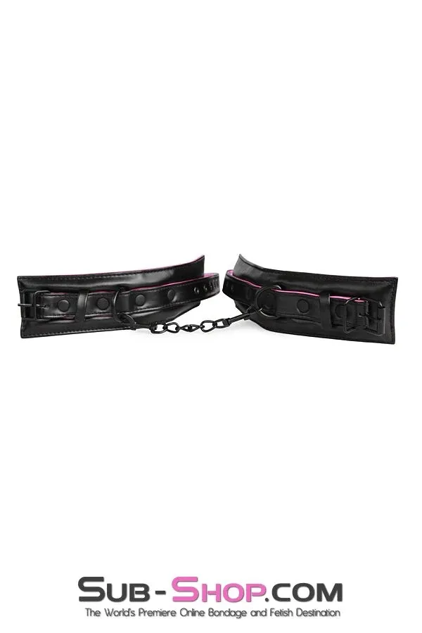 4799RS      Deluxe Padded Blackline Ankle Cuffs with Hot Pink Lining - LAST CHANCE - Final Closeout!