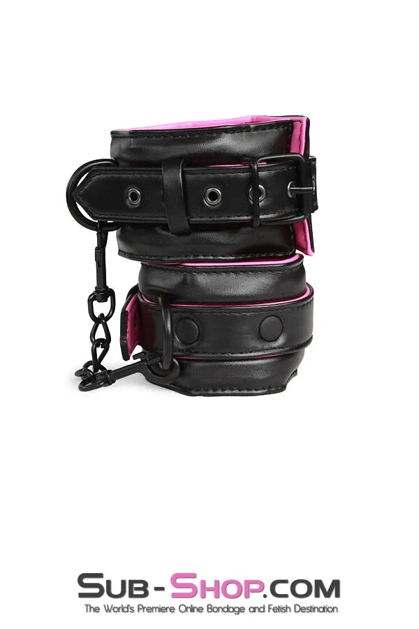 4799RS      Deluxe Padded Blackline Ankle Cuffs with Hot Pink Lining - LAST CHANCE - Final Closeout!