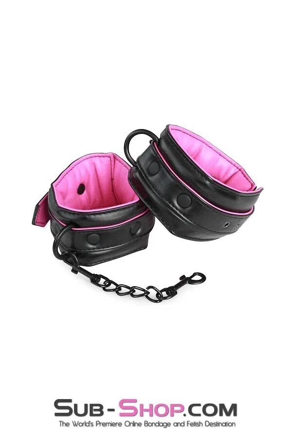 4799RS      Deluxe Padded Blackline Ankle Cuffs with Hot Pink Lining - LAST CHANCE - Final Closeout!