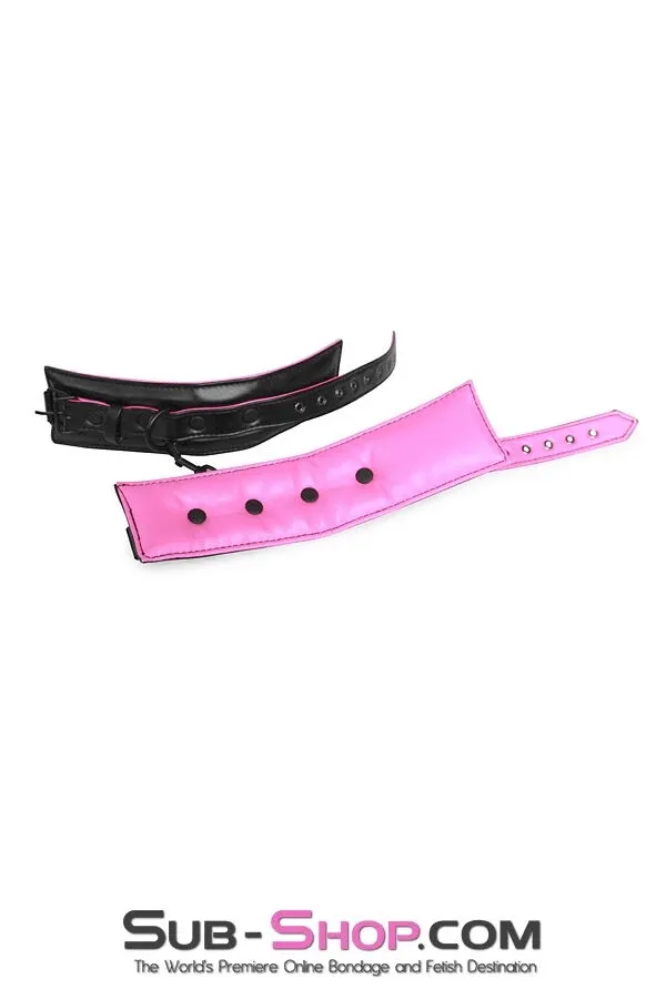 4799RS      Deluxe Padded Blackline Ankle Cuffs with Hot Pink Lining - LAST CHANCE - Final Closeout!