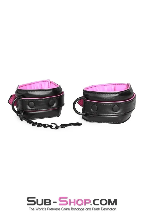 4799RS      Deluxe Padded Blackline Ankle Cuffs with Hot Pink Lining - LAST CHANCE - Final Closeout!