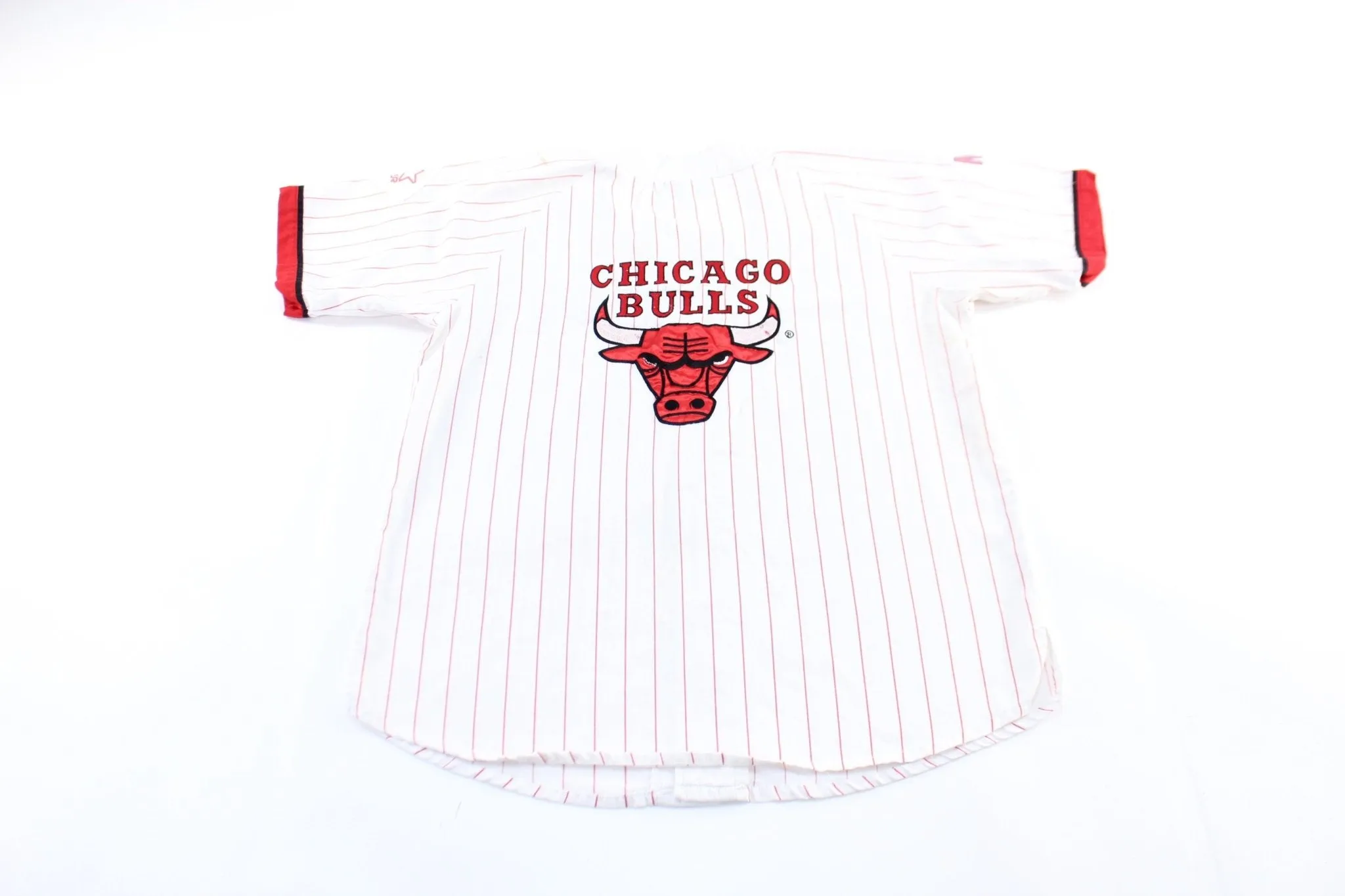 90's Chicago Bulls Embroidered Starter Logo Baseball Jersey