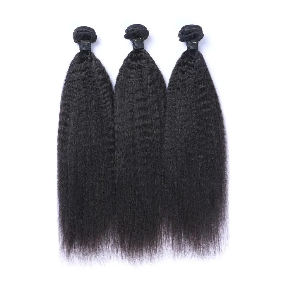 9A Pre Plucked Brazilian Kinky Straight Human Hair Weaves With 360 Lace Band Frontal Virgin Human Hair With Bady Hair 4pcs/lot