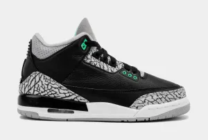 Air Jordan 3 Retro Green Glow Grade School Lifestyle Shoes (Black/Green Glow/Wolf Grey/White)