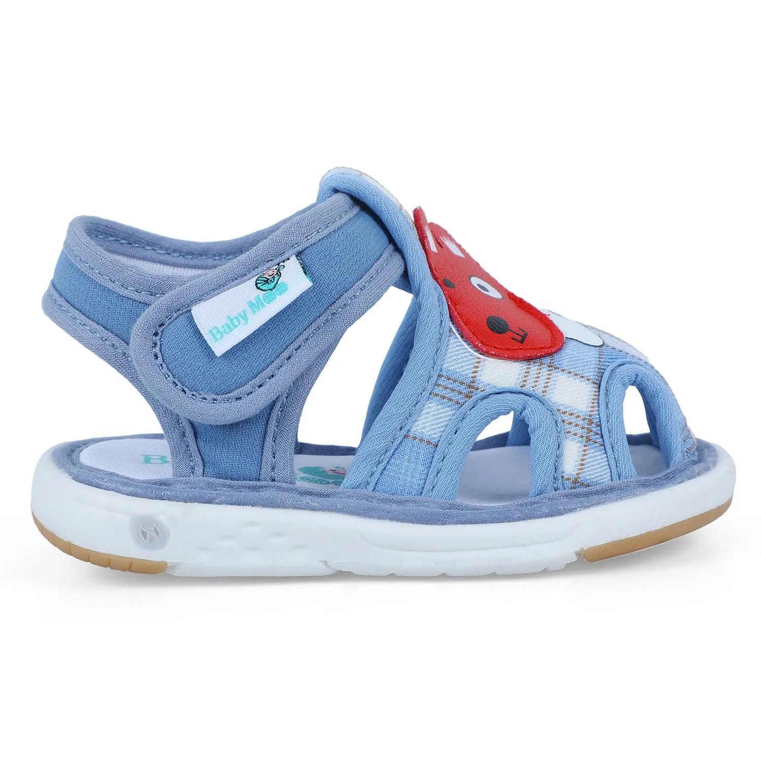 Baby Moo Cute Puppy Checked Chu-Chu Sound Breathable Anti-Skid Sandals - Blue