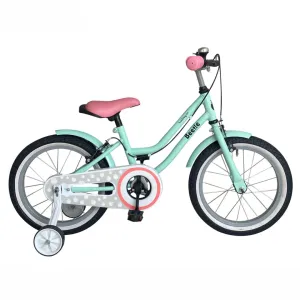 Beetle Bubblegum 16T Kids Bike, 10 Inch Frame, Turquoise Blue, Single Speed Steel Frame Bike with Support Wheels, Ideal for 5-7 Years Unisex, Height 3-4 feet