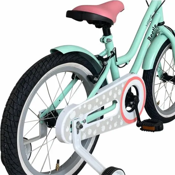 Beetle Bubblegum 16T Kids Bike, 10 Inch Frame, Turquoise Blue, Single Speed Steel Frame Bike with Support Wheels, Ideal for 5-7 Years Unisex, Height 3-4 feet