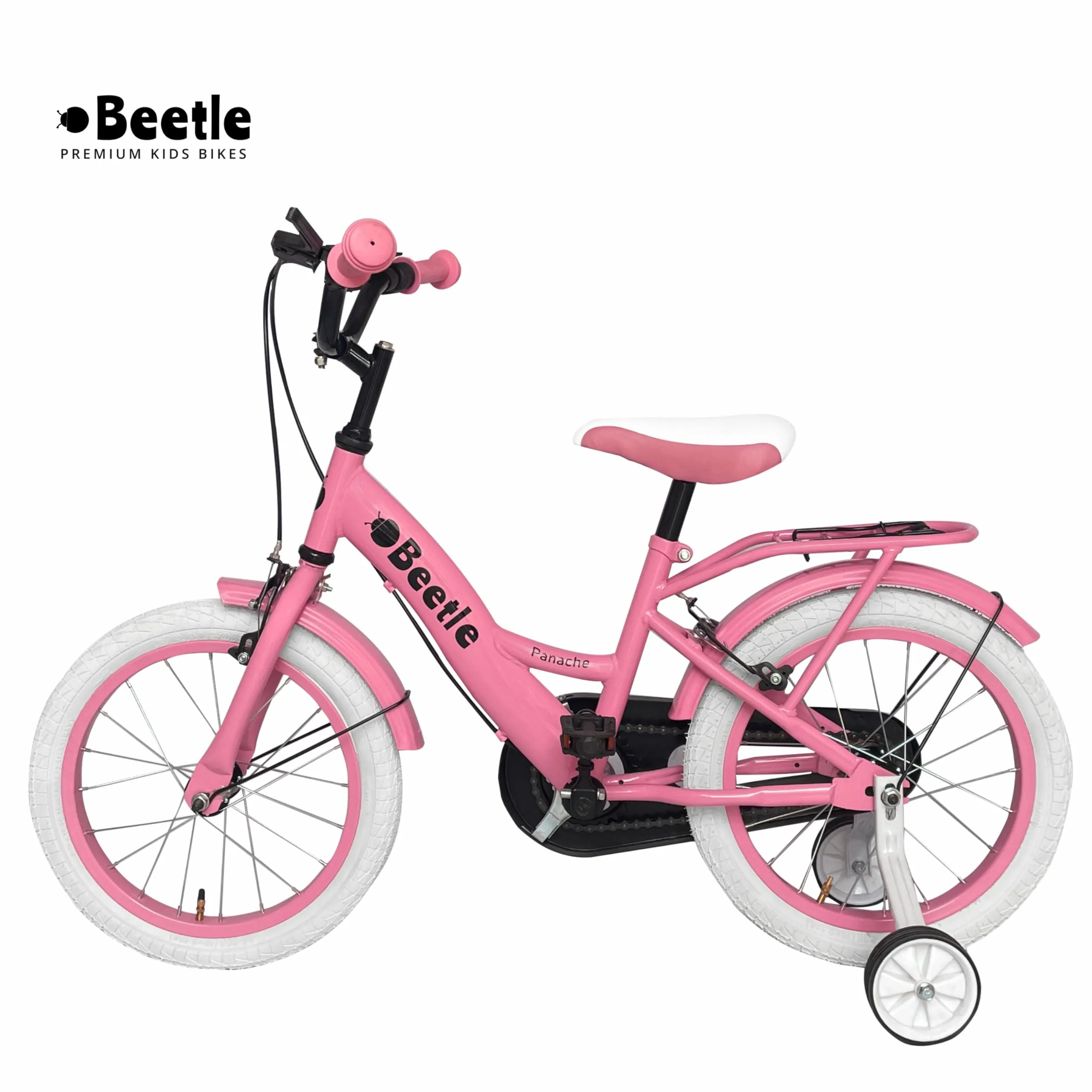 Beetle Panache 16T Kids Bike, 10 Inch Frame, Pink, Single Speed Steel Frame Bike with Support Wheels, Ideal for 5-7 Years Unisex, Height 3-4 feet