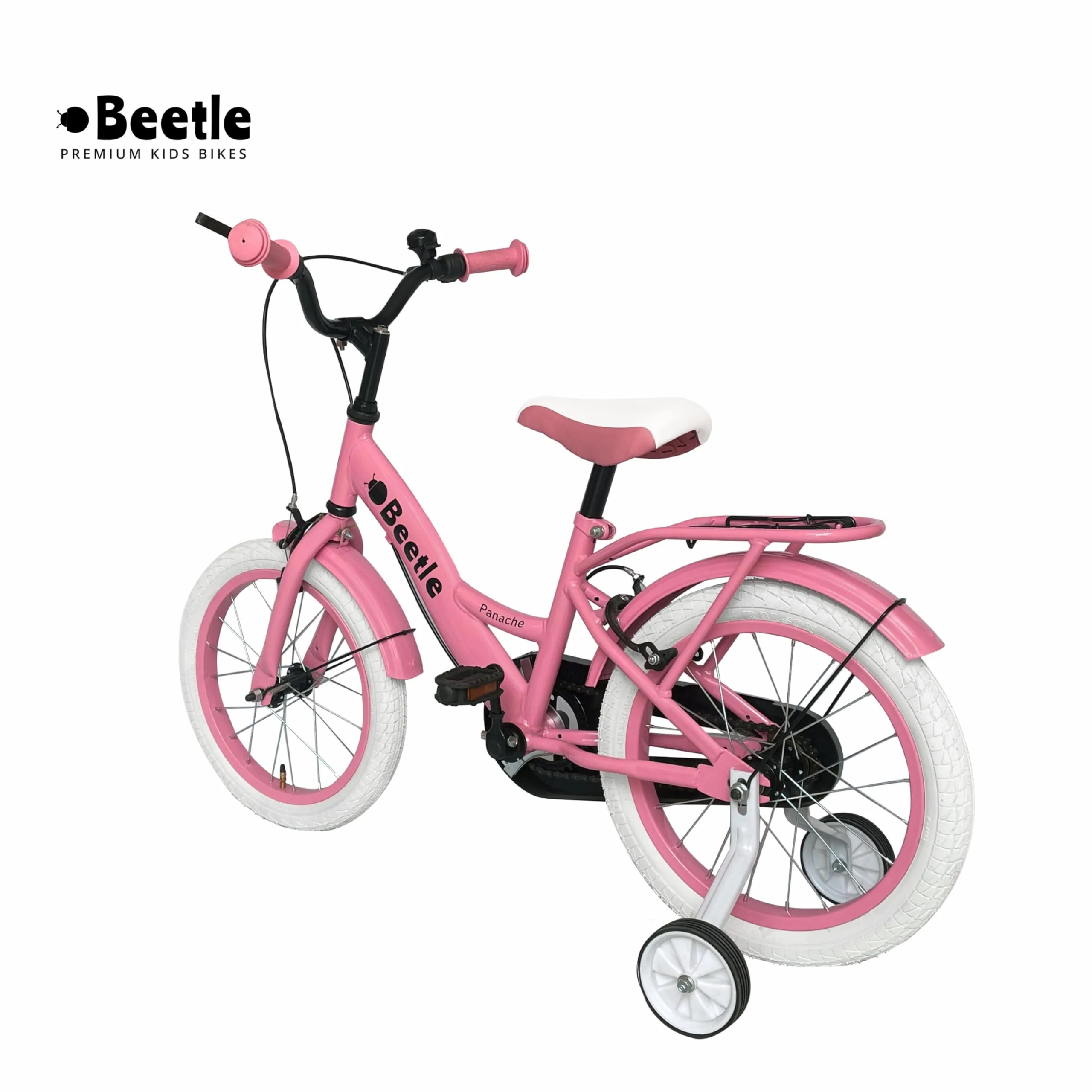 Beetle Panache 16T Kids Bike, 10 Inch Frame, Pink, Single Speed Steel Frame Bike with Support Wheels, Ideal for 5-7 Years Unisex, Height 3-4 feet