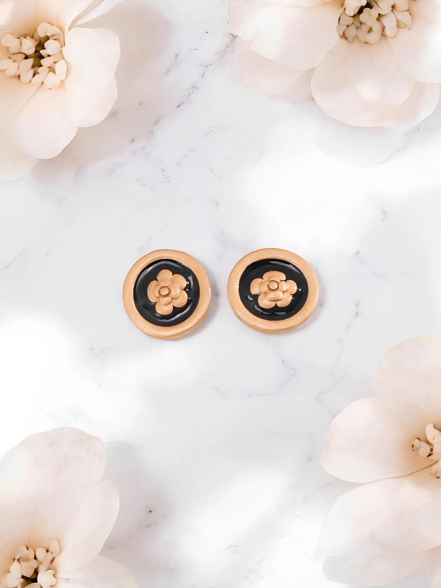 Camellina - Camellia Drop Glaze Stud Earrings