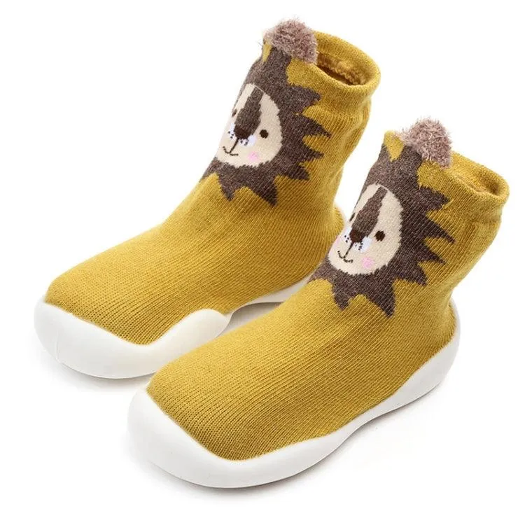 Cartoon-Themed Soft Knitted Floor Socks for Babies and Toddlers