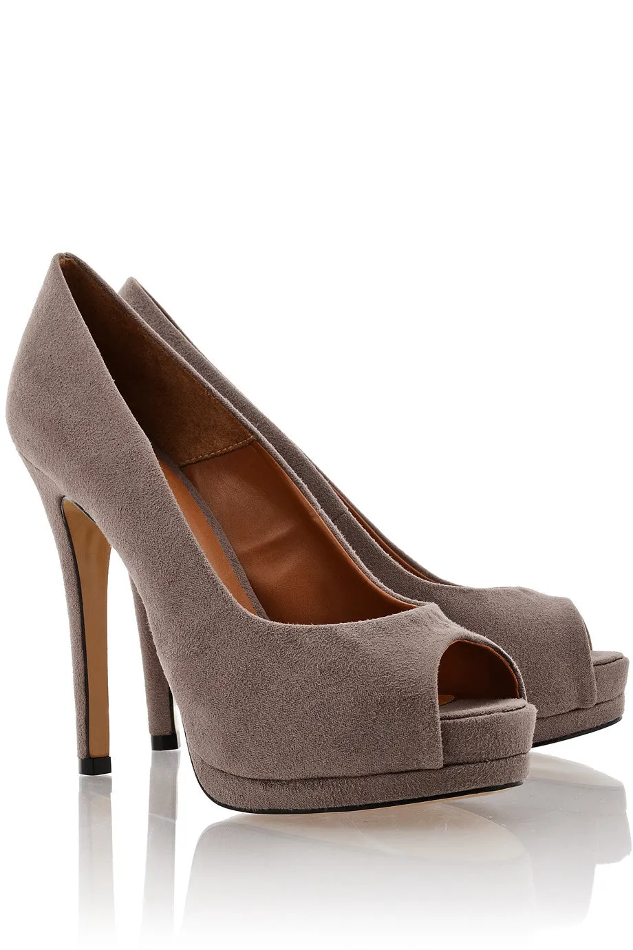 CECCONELLO DREA Gray Suede Peep Toe