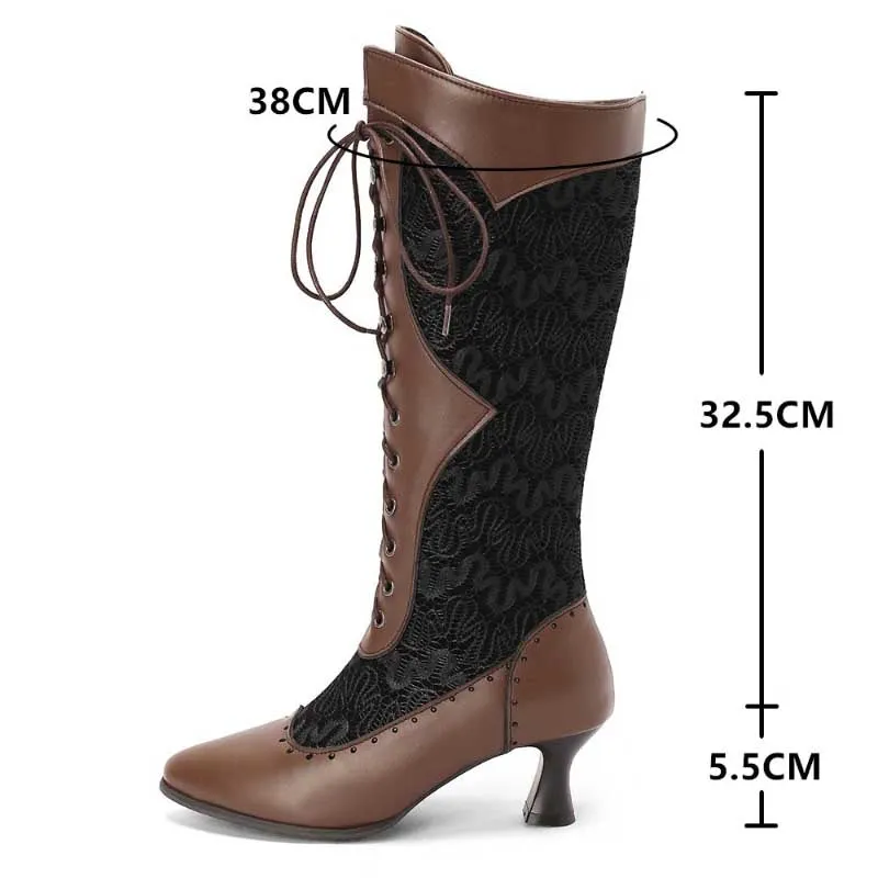 Chic and Stylish Lace-up High Heel Cowboy Boots for Women