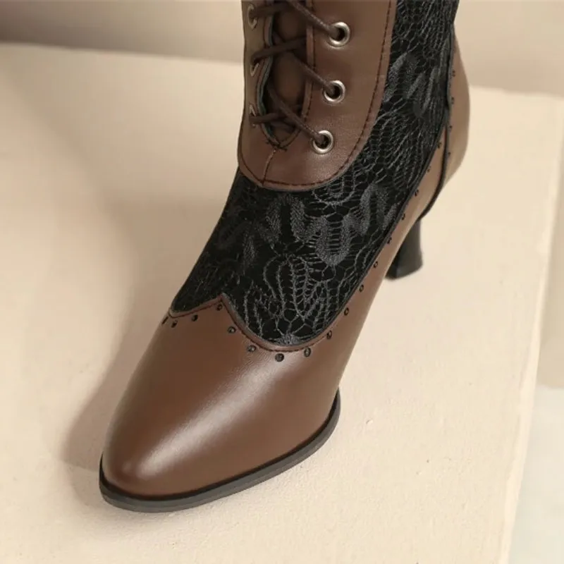 Chic and Stylish Lace-up High Heel Cowboy Boots for Women