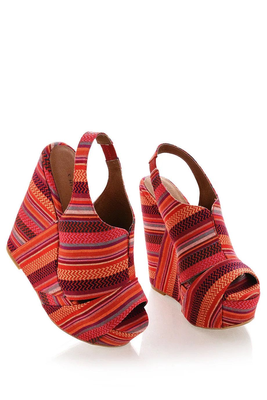 CHINESE LAUNDRY JEWEL TONE Striped Zigzag Wedges