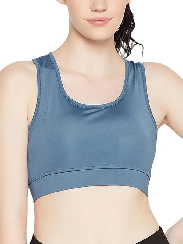 Clovia Women's Medium Impact Padded Sports Bra with Racerback (BRS046P03_Blue_XL)