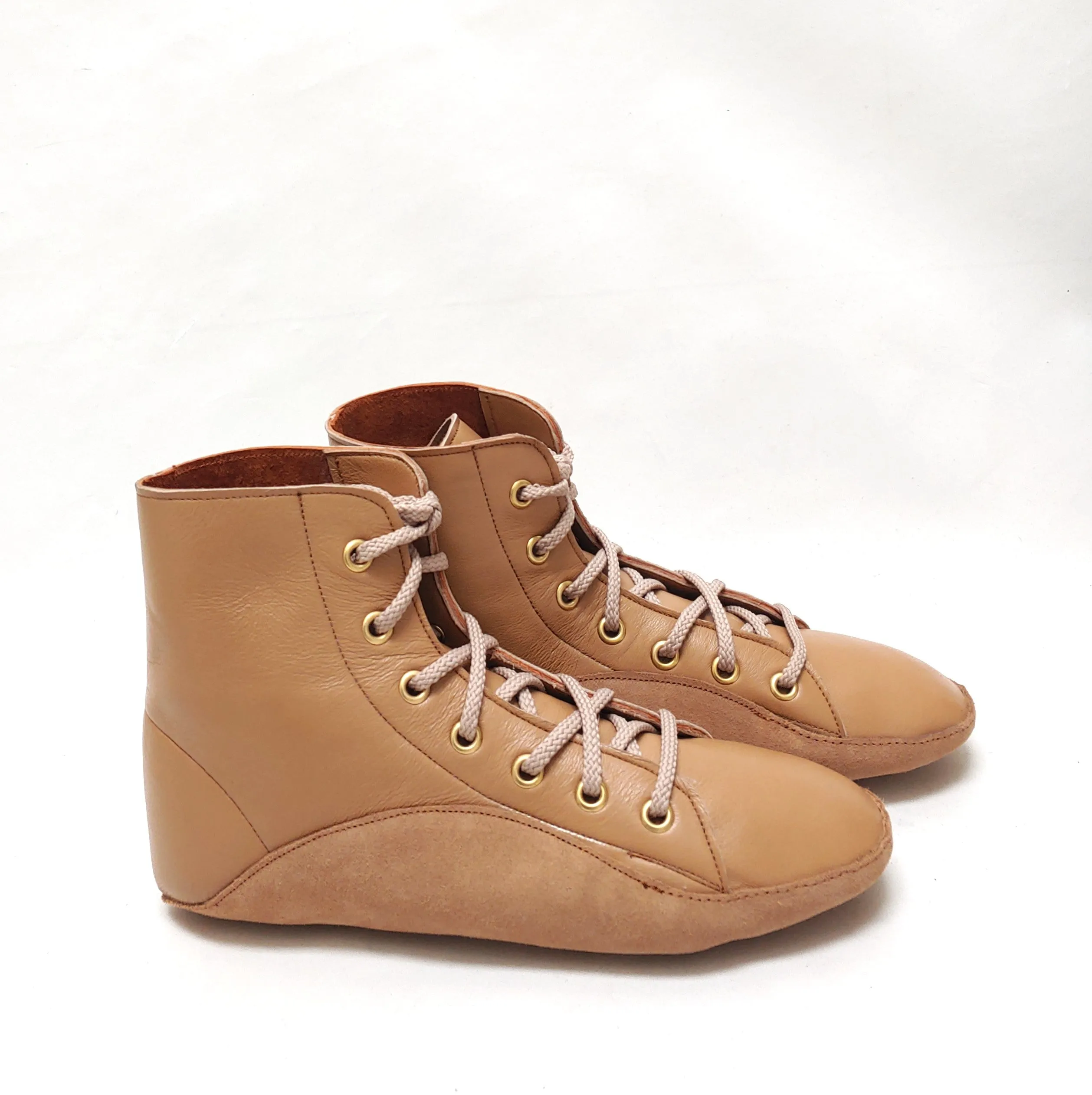 CUSTOM MADE Beige/Camel Tightrope Boots w/ZIP