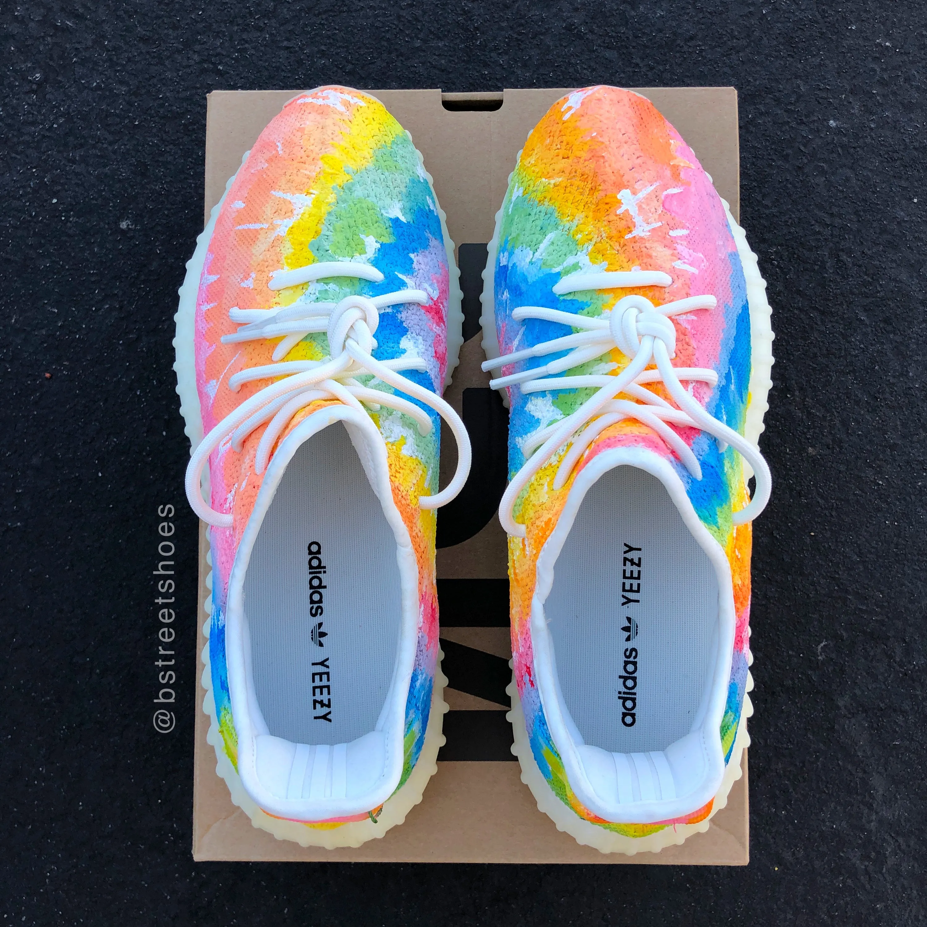 Custom Rainbow Tie Dye Adidas Yeezys