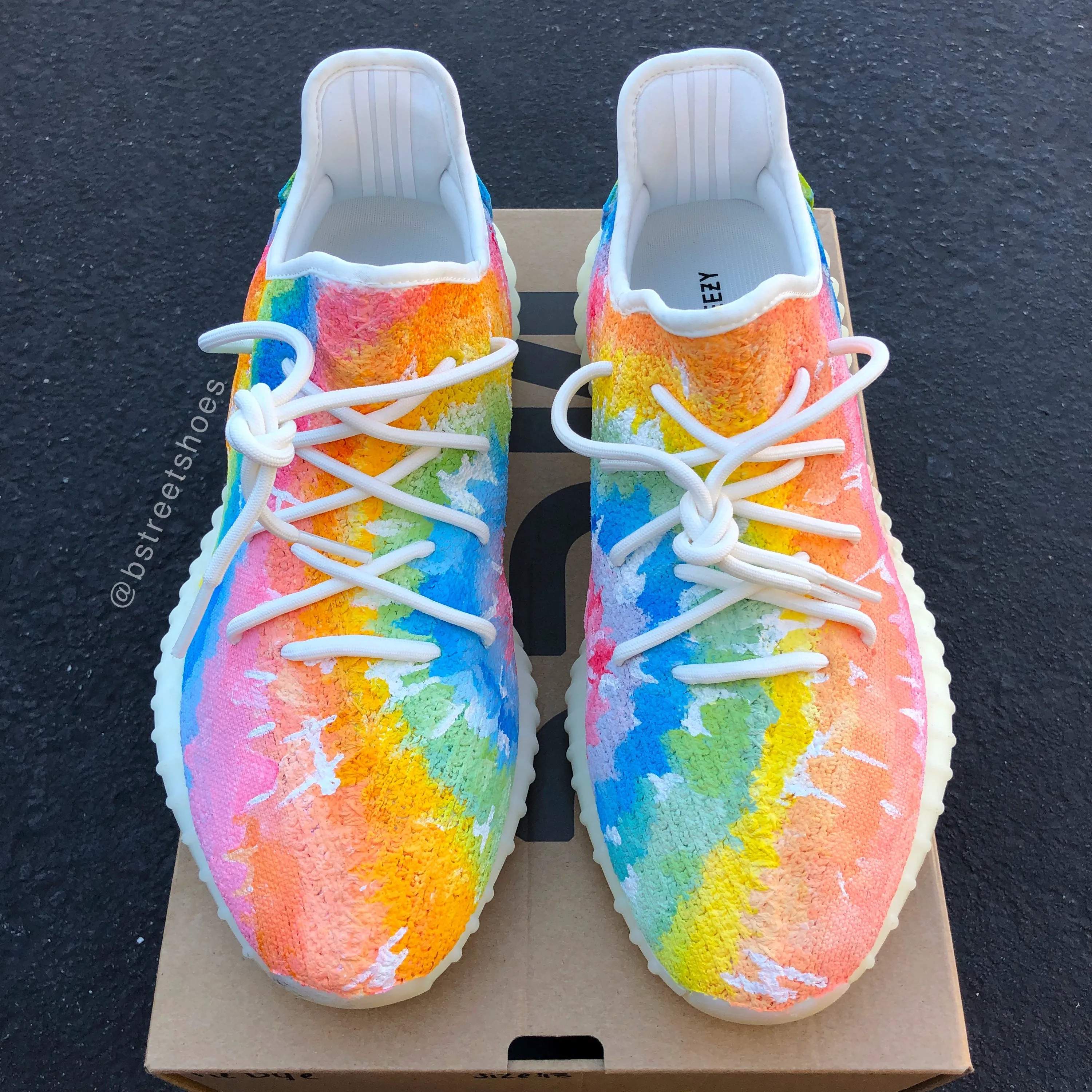 Custom Rainbow Tie Dye Adidas Yeezys