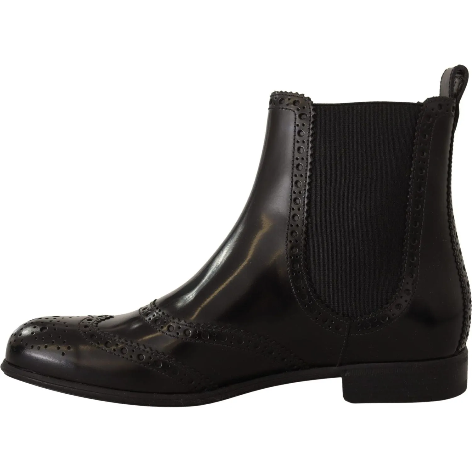 Dolce & Gabbana Elegant Black Ankle Wingtip Oxford Boots