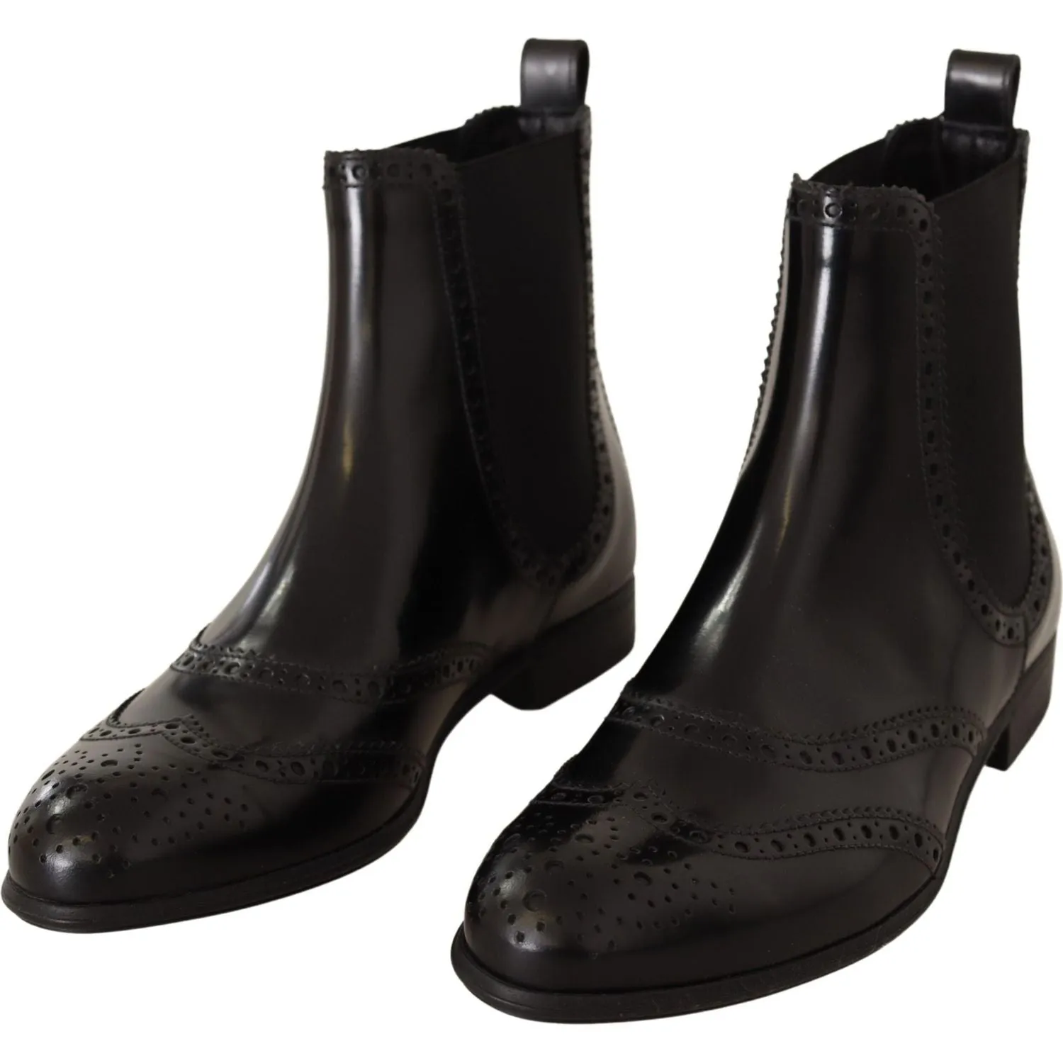 Dolce & Gabbana Elegant Black Ankle Wingtip Oxford Boots