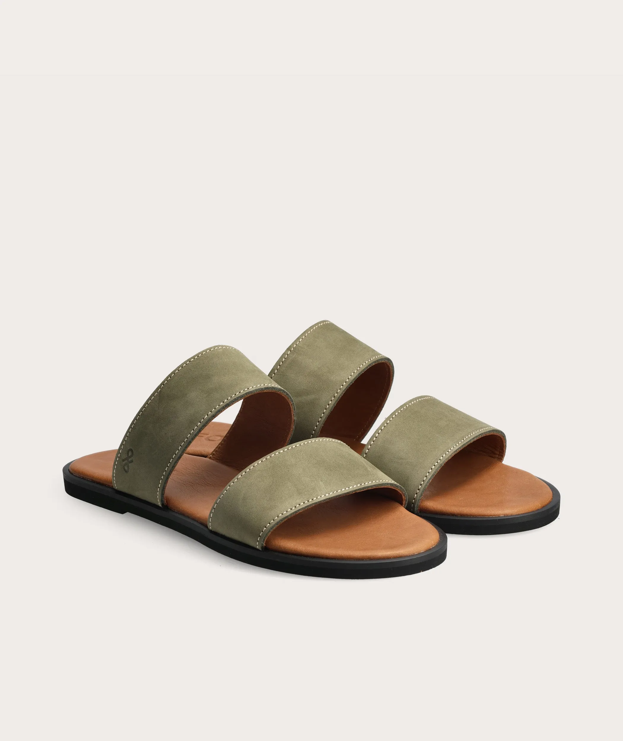 Double Strap Slide - Olive