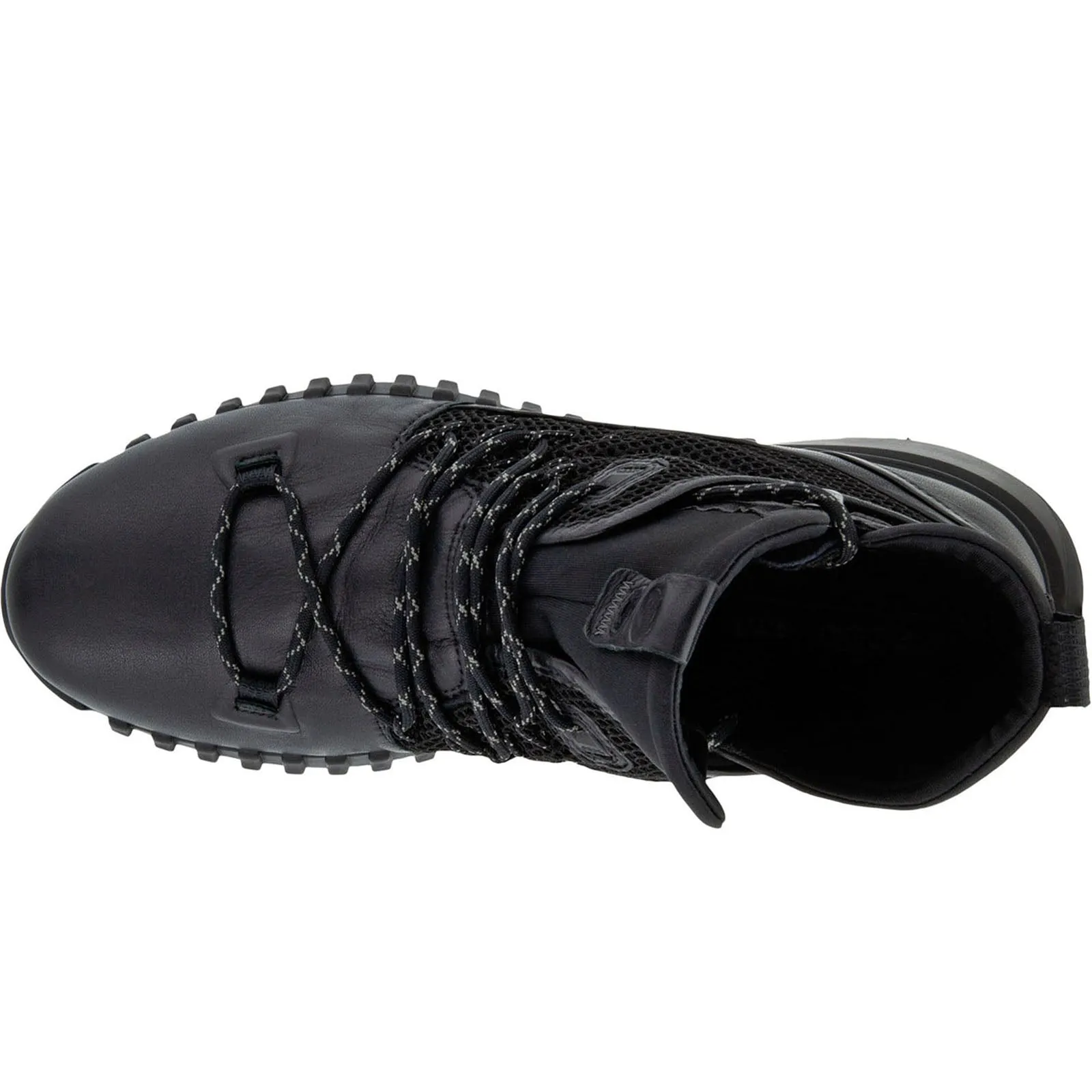 ECCO Mens Zipflex Leather High Top Trainers - Black