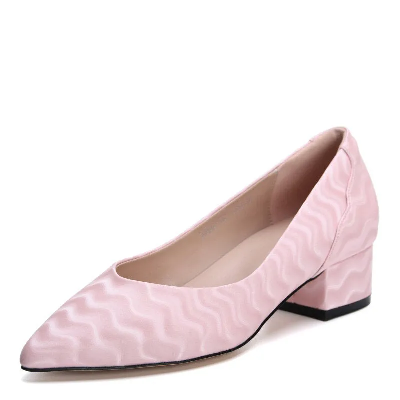 Fancy and Wavy Square Heel Loafer Shoes