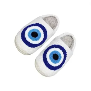 Fluffy Evil Eye Slippers