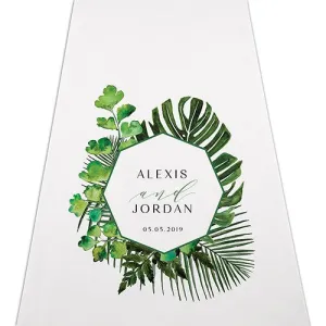 Green Leaf Tropical Personalized Wedding Aisle Runner