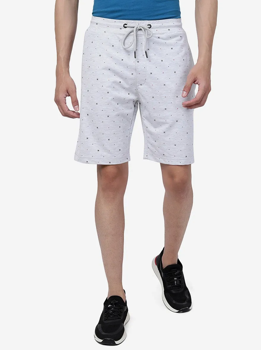 Grey Melange Printed Regular Fit Shorts | JadeBlue