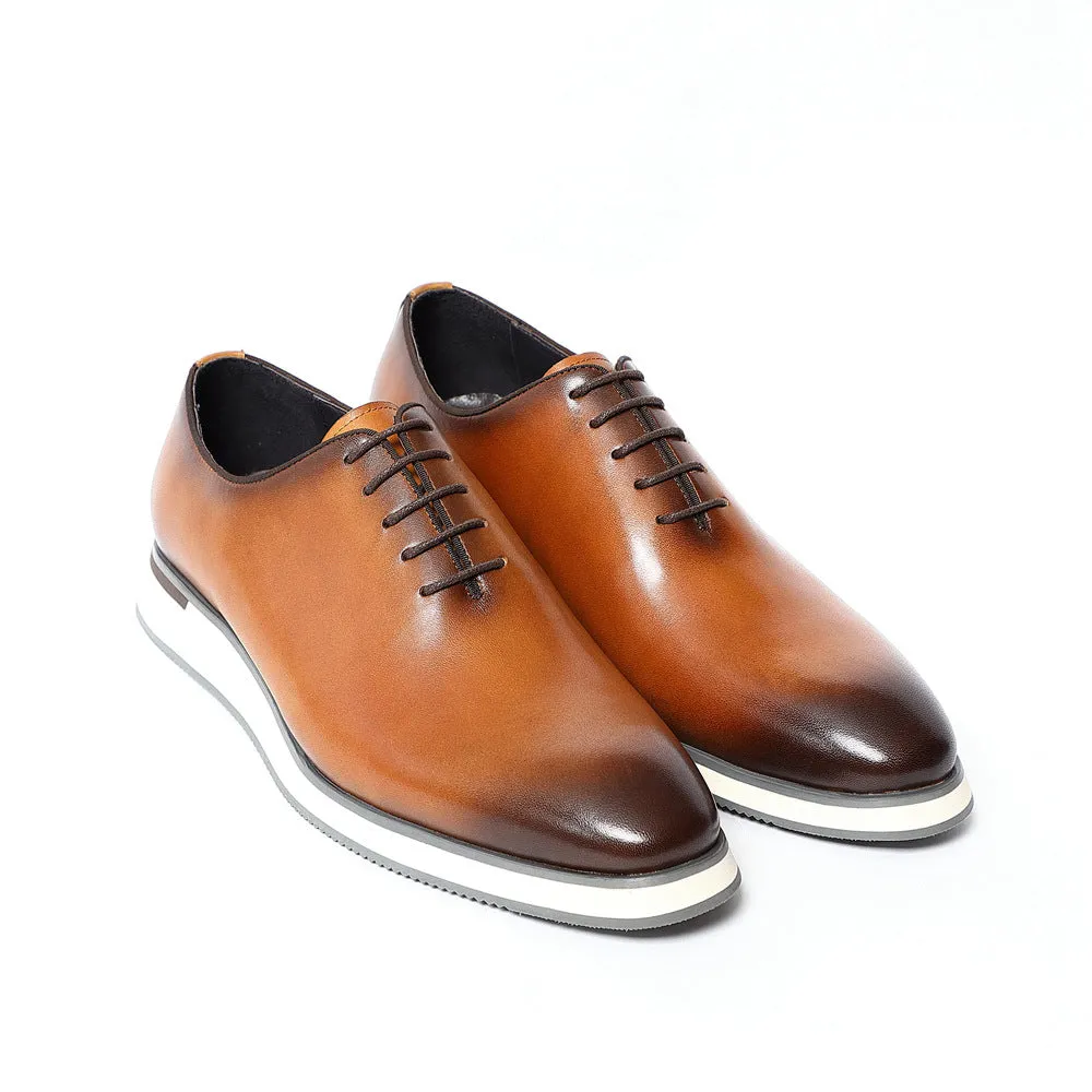 Hand-Burnished Leather Toe Casual Walking Shoes