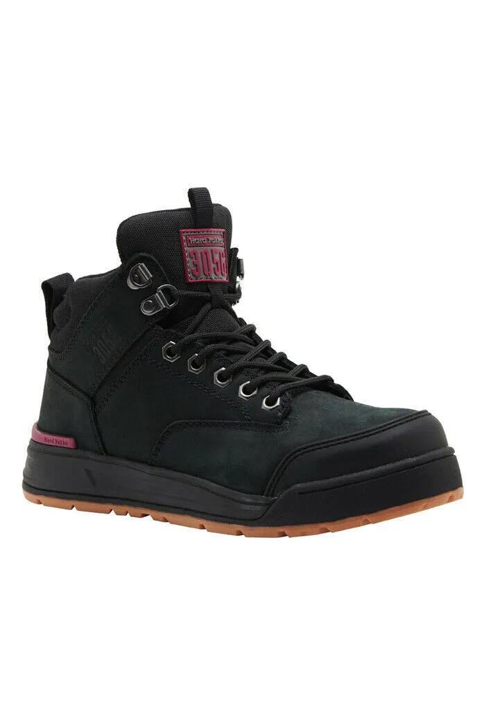 Hard Yakka 3056 Womens Safety Boots Lace Steel Cap Caps Black Boot Shoes