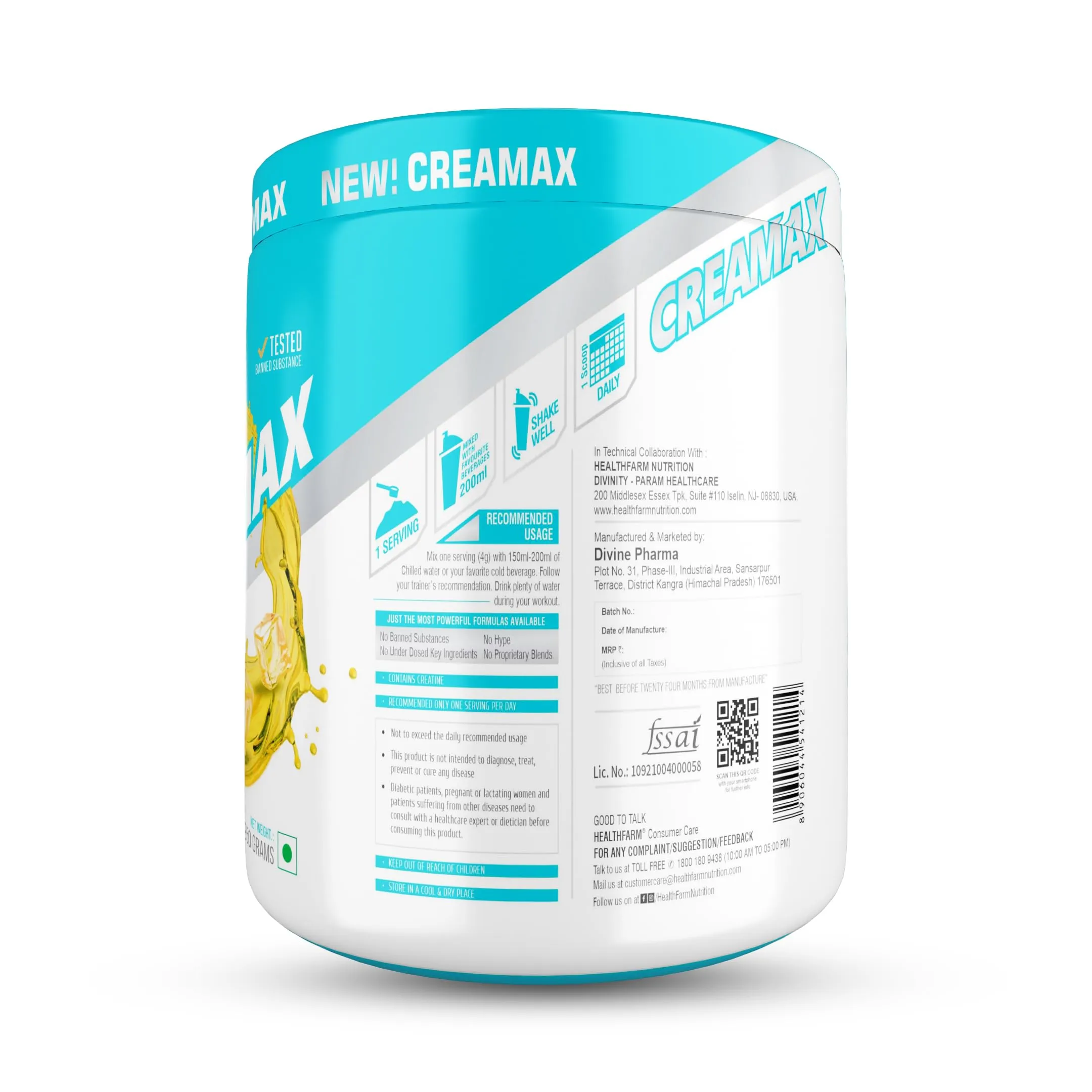 HF Series Creamax Creatine Monohydrate, India's Only Flavored Creatine(250gm,Mango Delight)