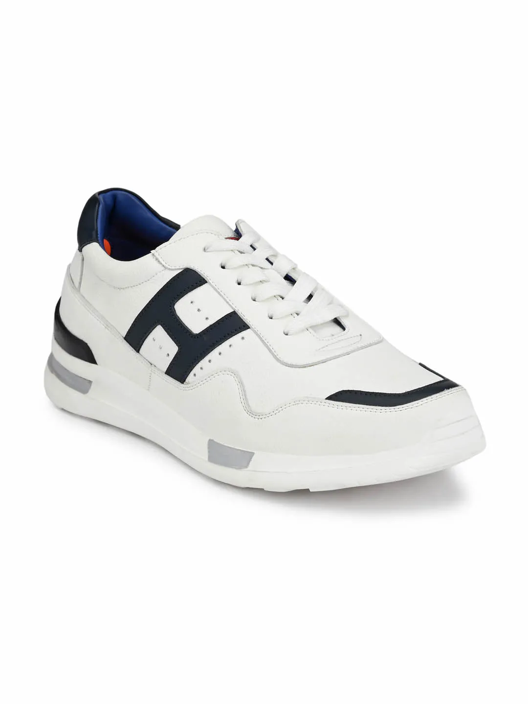 HITZ207 Men's White Leather Casual Lace-Up Shoes