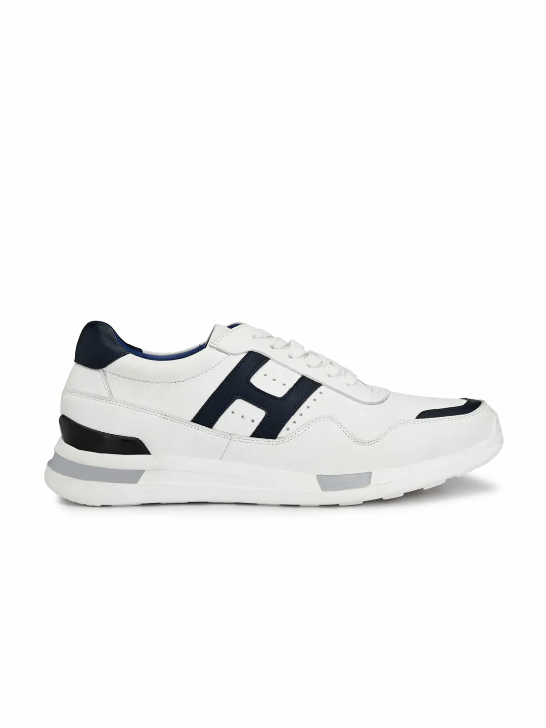 HITZ207 Men's White Leather Casual Lace-Up Shoes