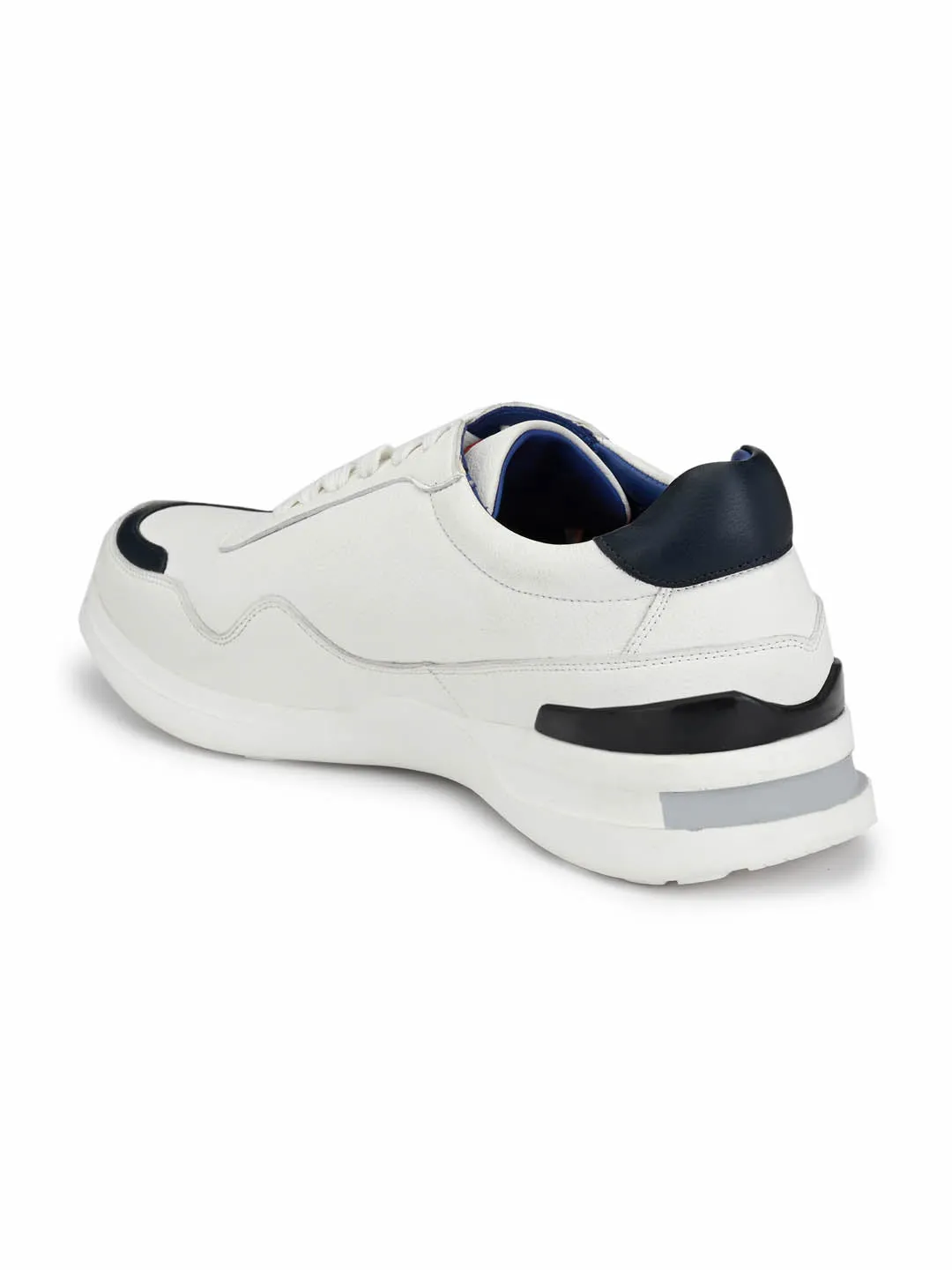 HITZ207 Men's White Leather Casual Lace-Up Shoes