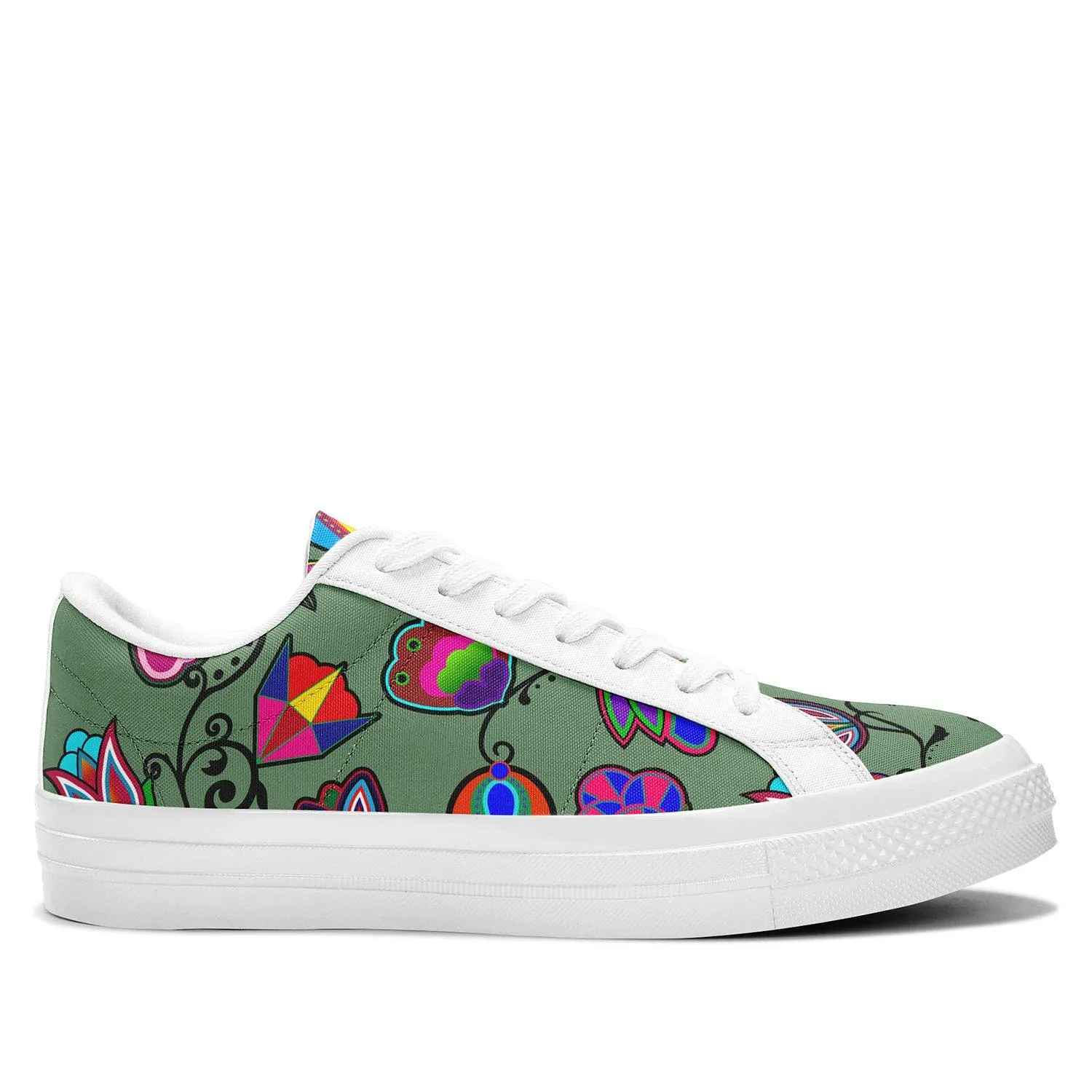 Indigenous Paisley Dark Sea Aapisi Low Top Canvas Shoes White Sole