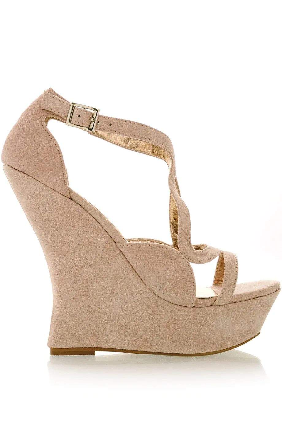 JESSIE Nude Strappy Wedges