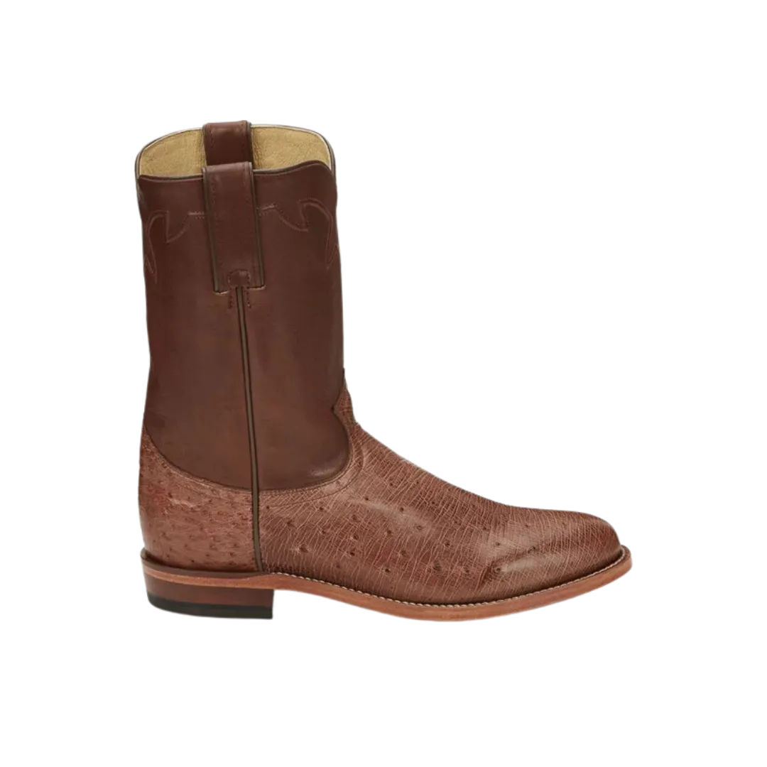 Justin Men's Greer Antique Smooth Ostrich Brown Boots