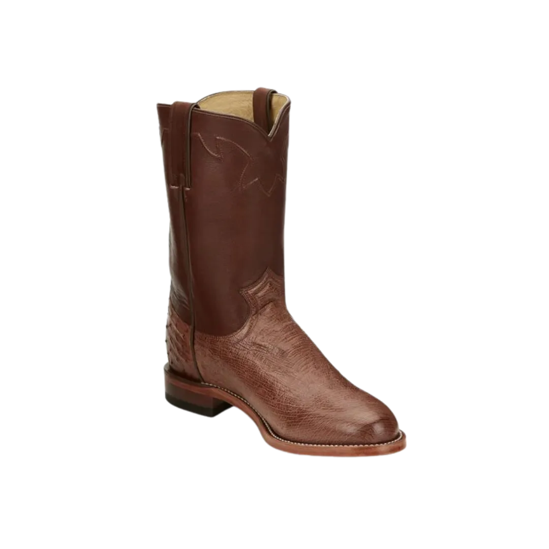 Justin Men's Greer Antique Smooth Ostrich Brown Boots