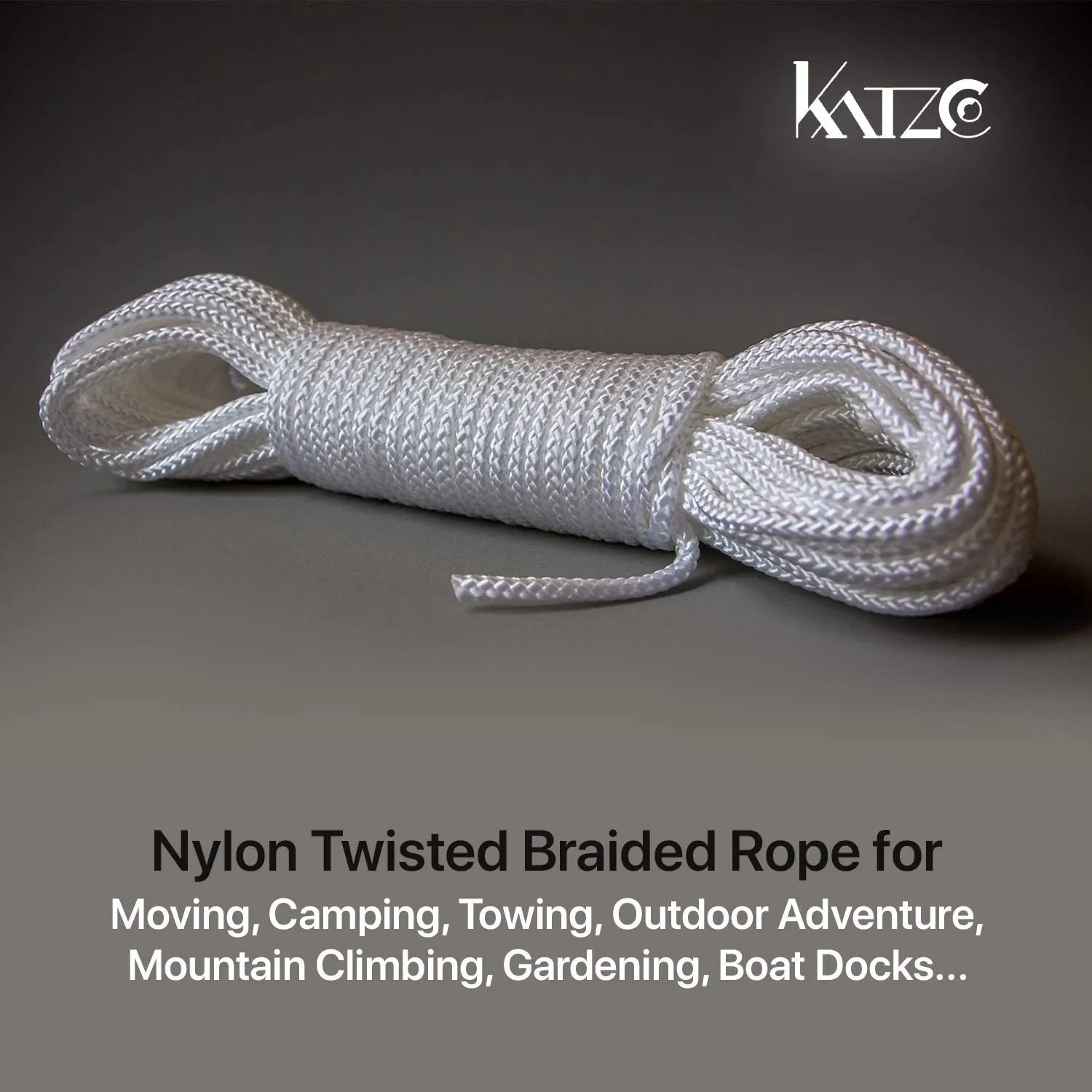 Katzco Nylon Twisted Braided Rope - 3/16 Inch X 100 Foot Anchor Rope - For Moving