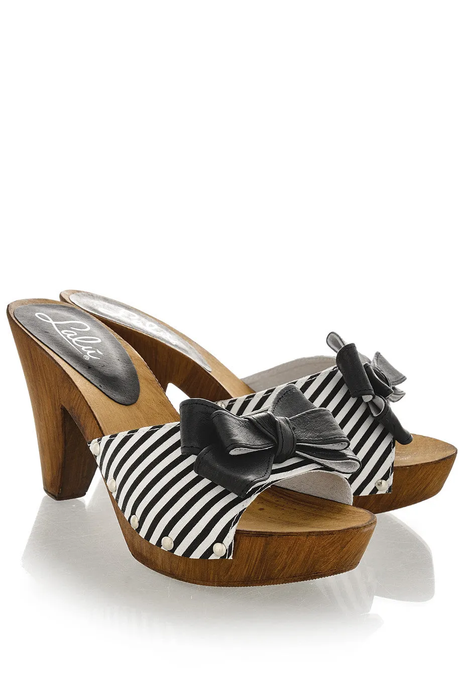 LICIA Black Striped Clogs