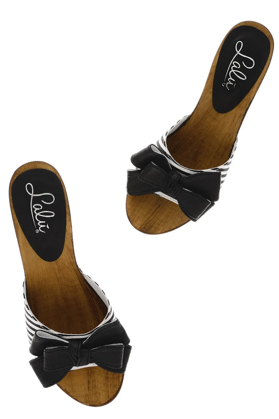 LICIA Black Striped Clogs