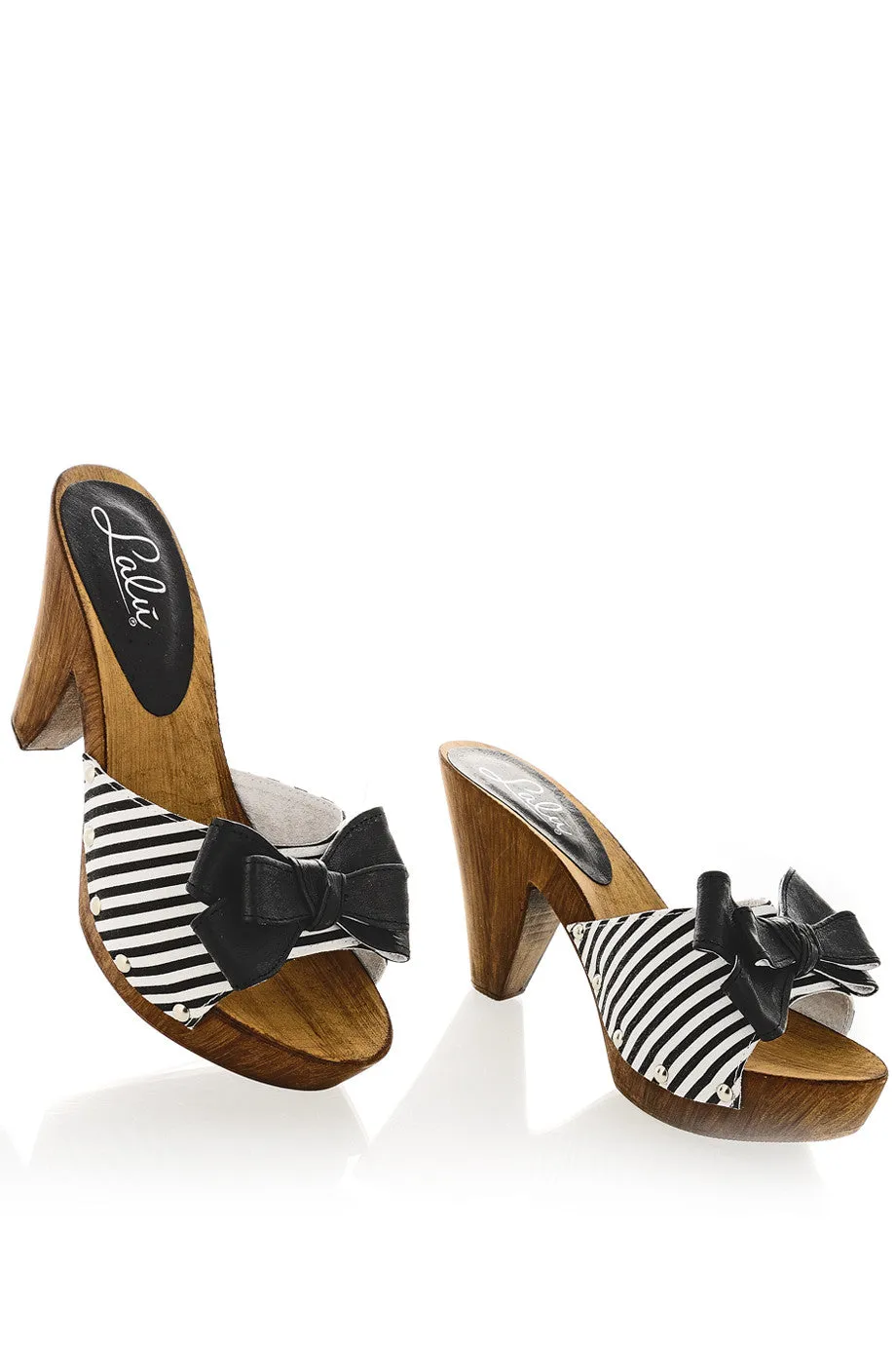 LICIA Black Striped Clogs